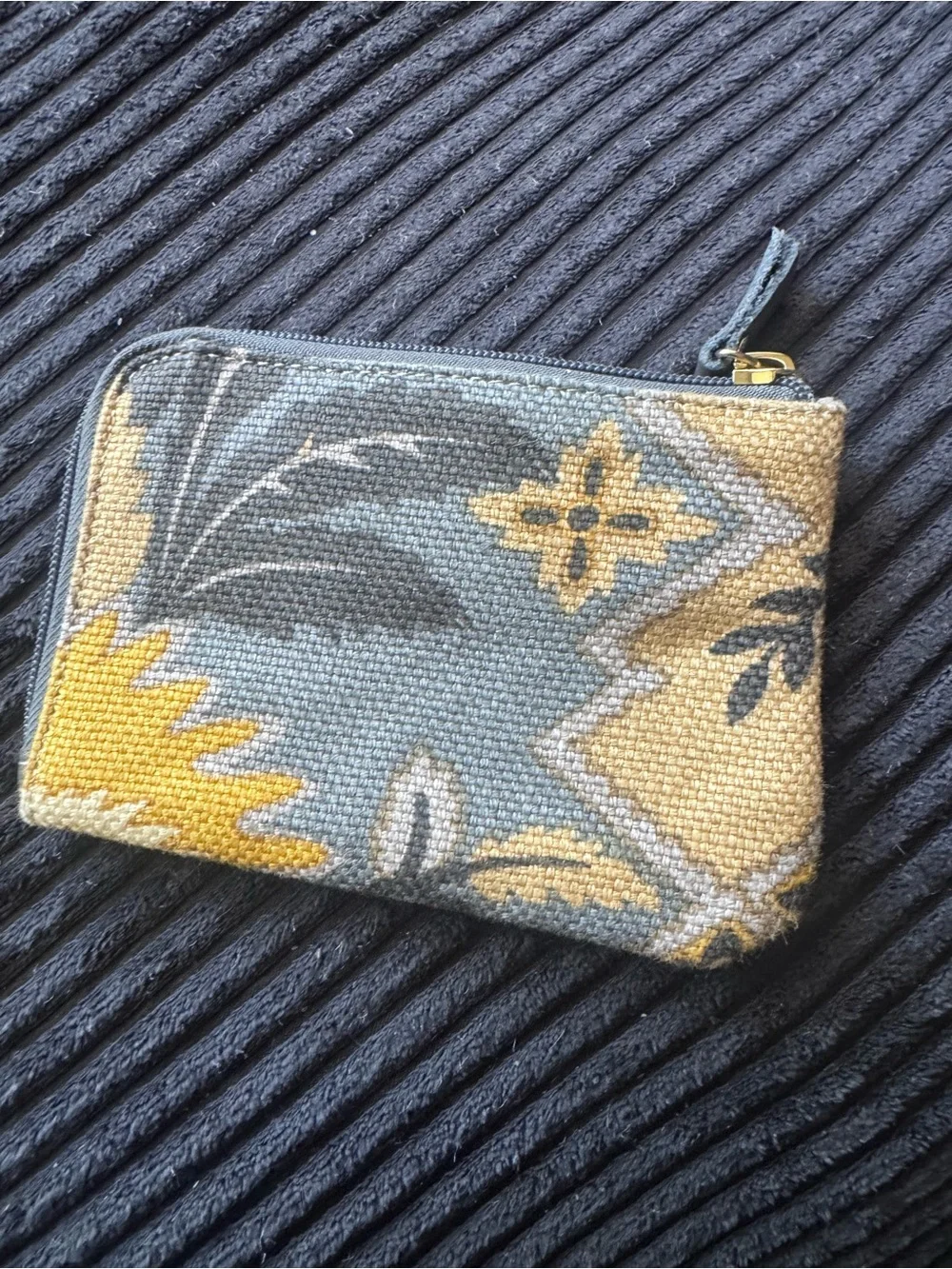 Spartina 449 Natural Linen coin wallet change purse in Light Gray